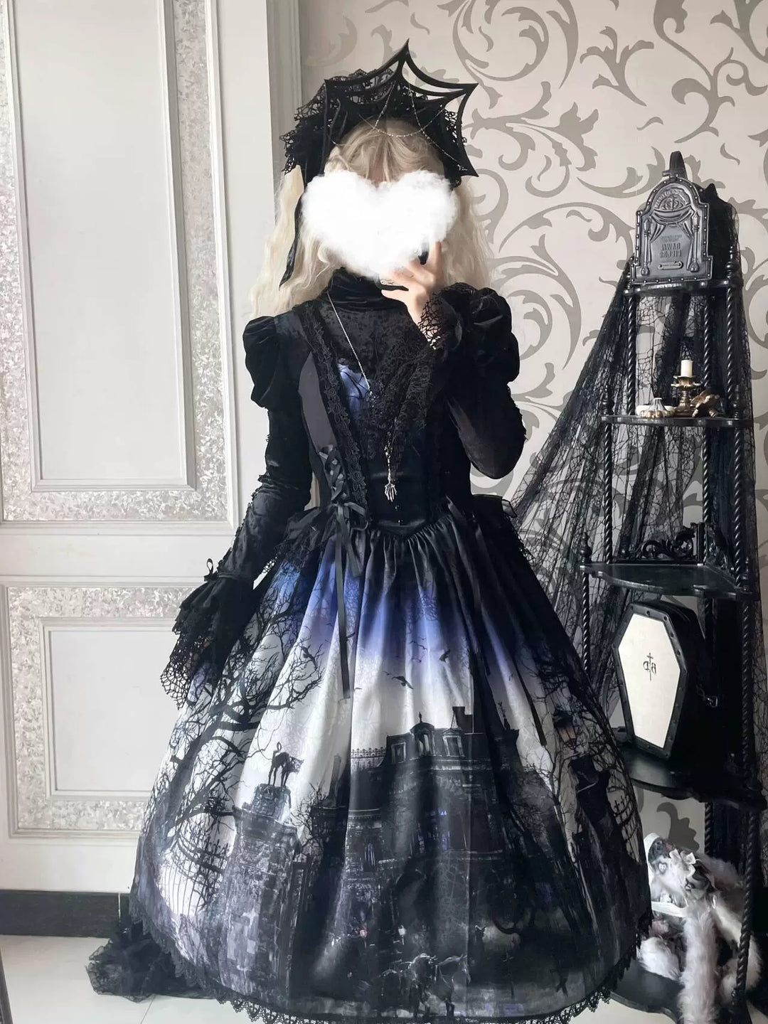 LilithHouse~Horror House~Gothic Lolita JSK with Spooky Castle Print