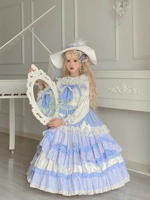 Fishing boss~Sweet Lolita Gorgeous Bows Dress   