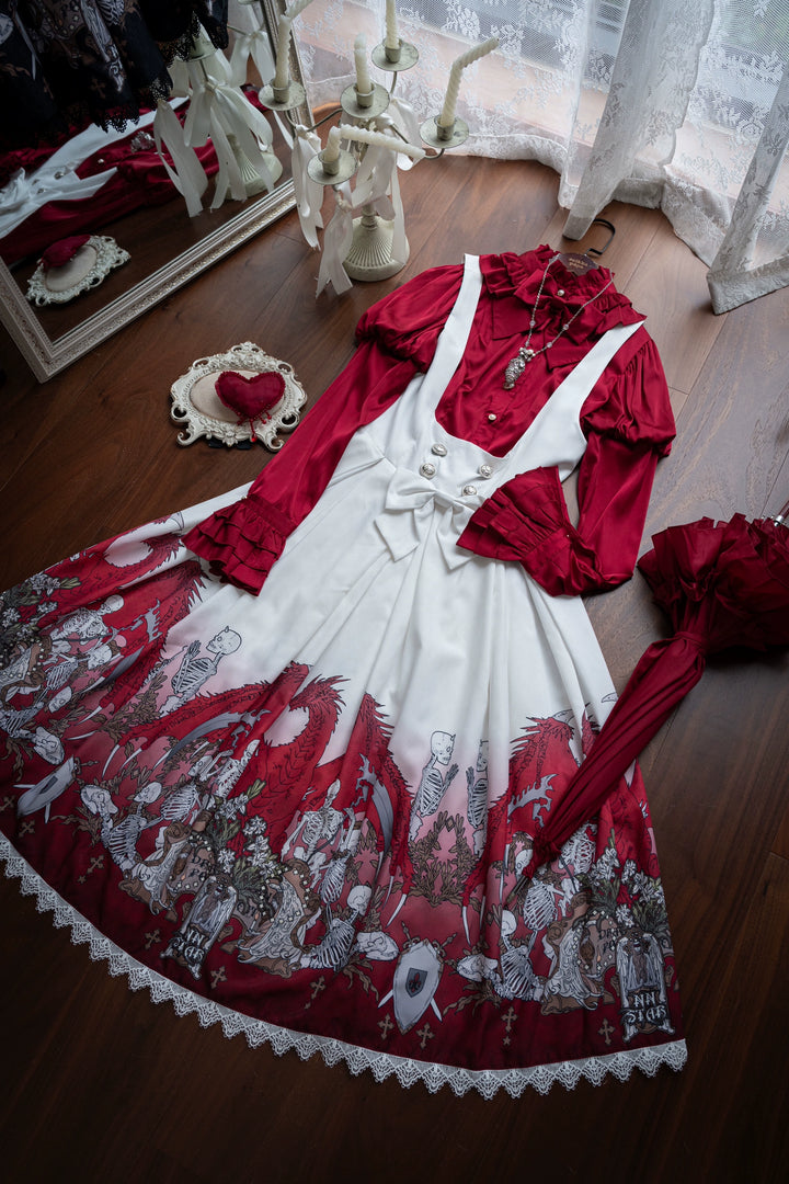 Nn Star - Dragon Bone Lily - Bone Printed Bust-Supporting Gothic Lolita JSK