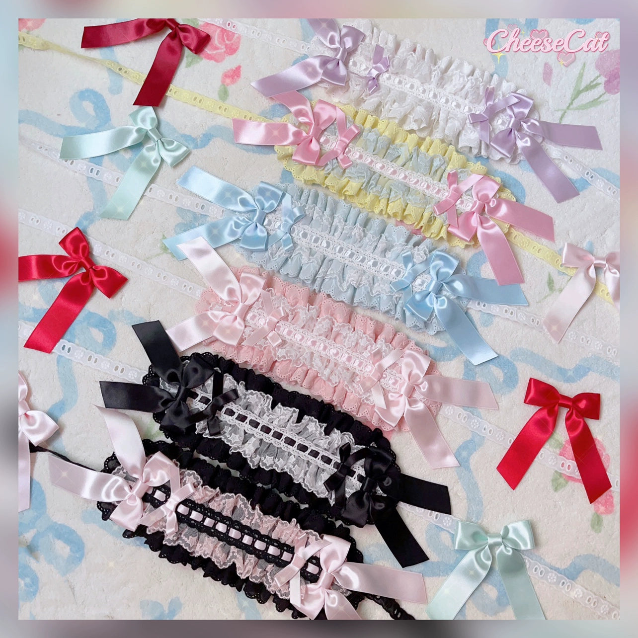 (BFM)Cheese Cat~Sweet Lolita Headband Ribbon Bow Headbands   