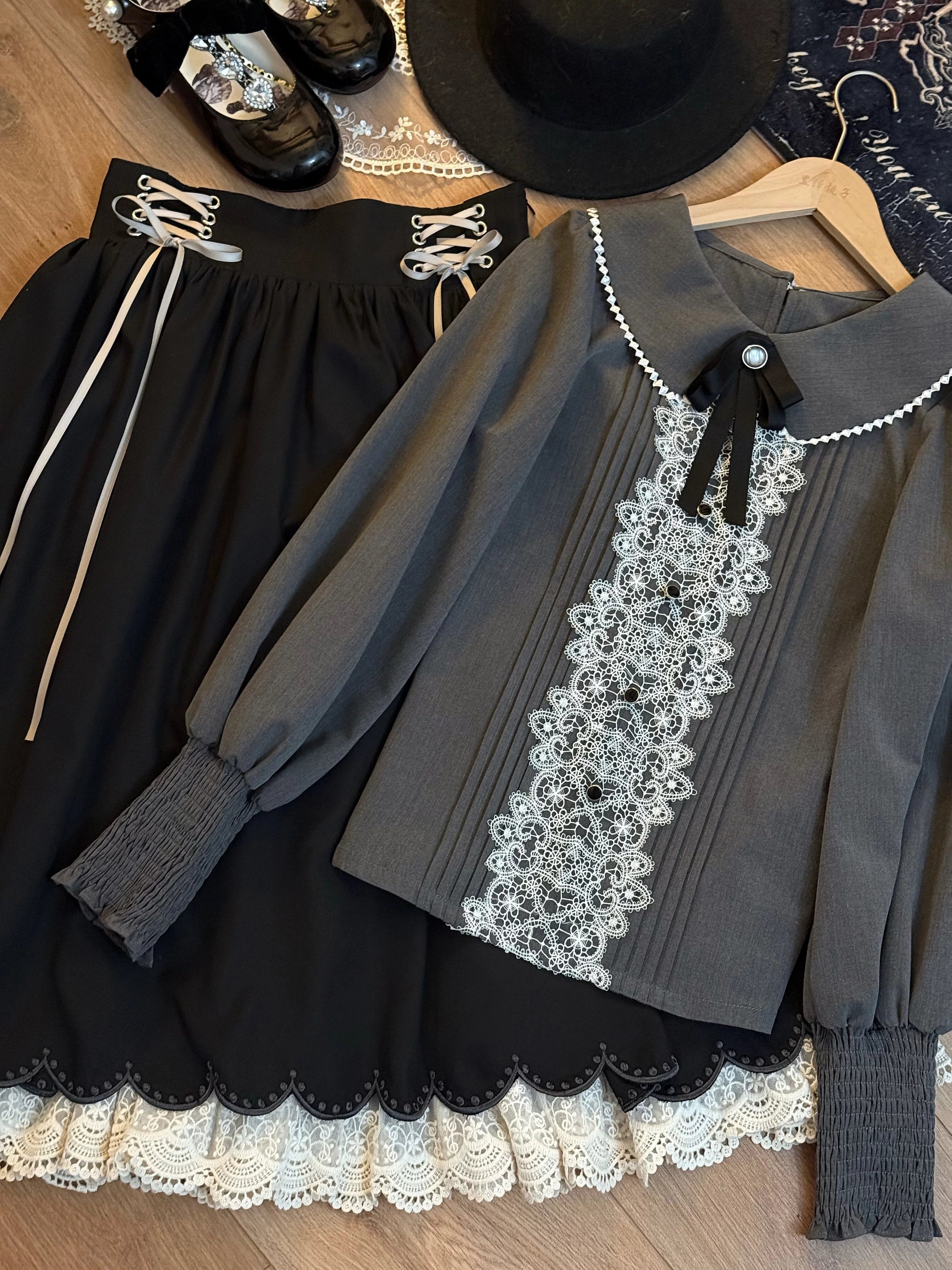 EESSILY - Countess's Autumn Travel - Vintage Lolita Shirt and Skirt (L M S XL) 44247:800616