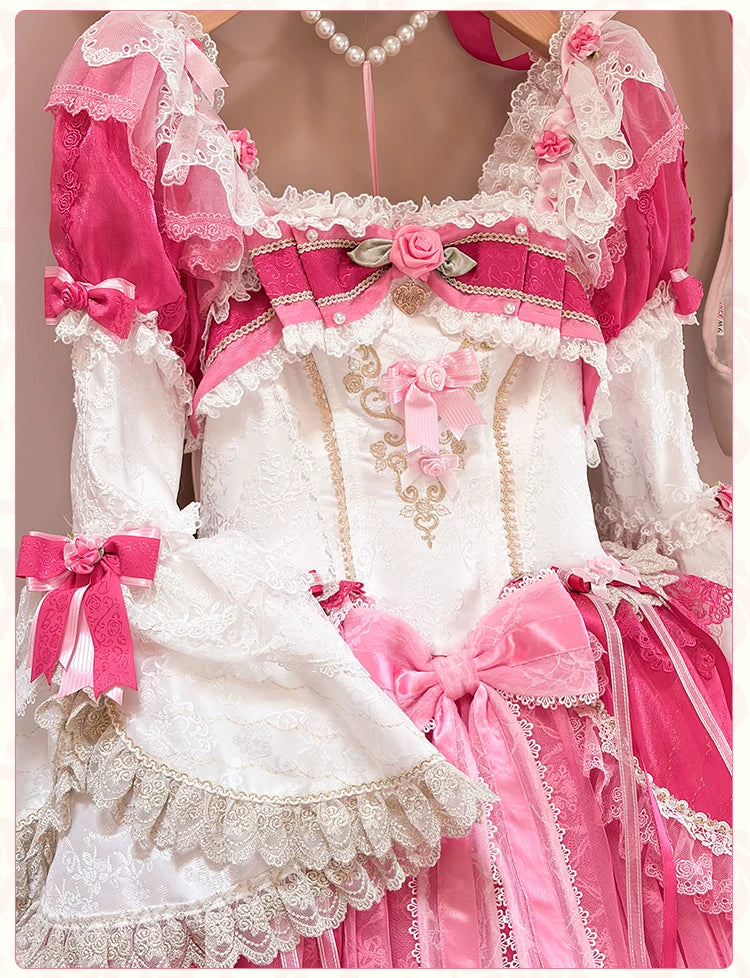 Jennifleur - IP Collab Sweet Lolita Hime Sleeve OP & Long JSK, Floral Accent 45882:866300