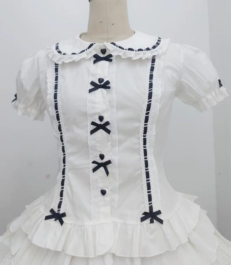 Sweet Lolita Peter Pan Collar Blouse, Detachable Sleeves 45775:861952