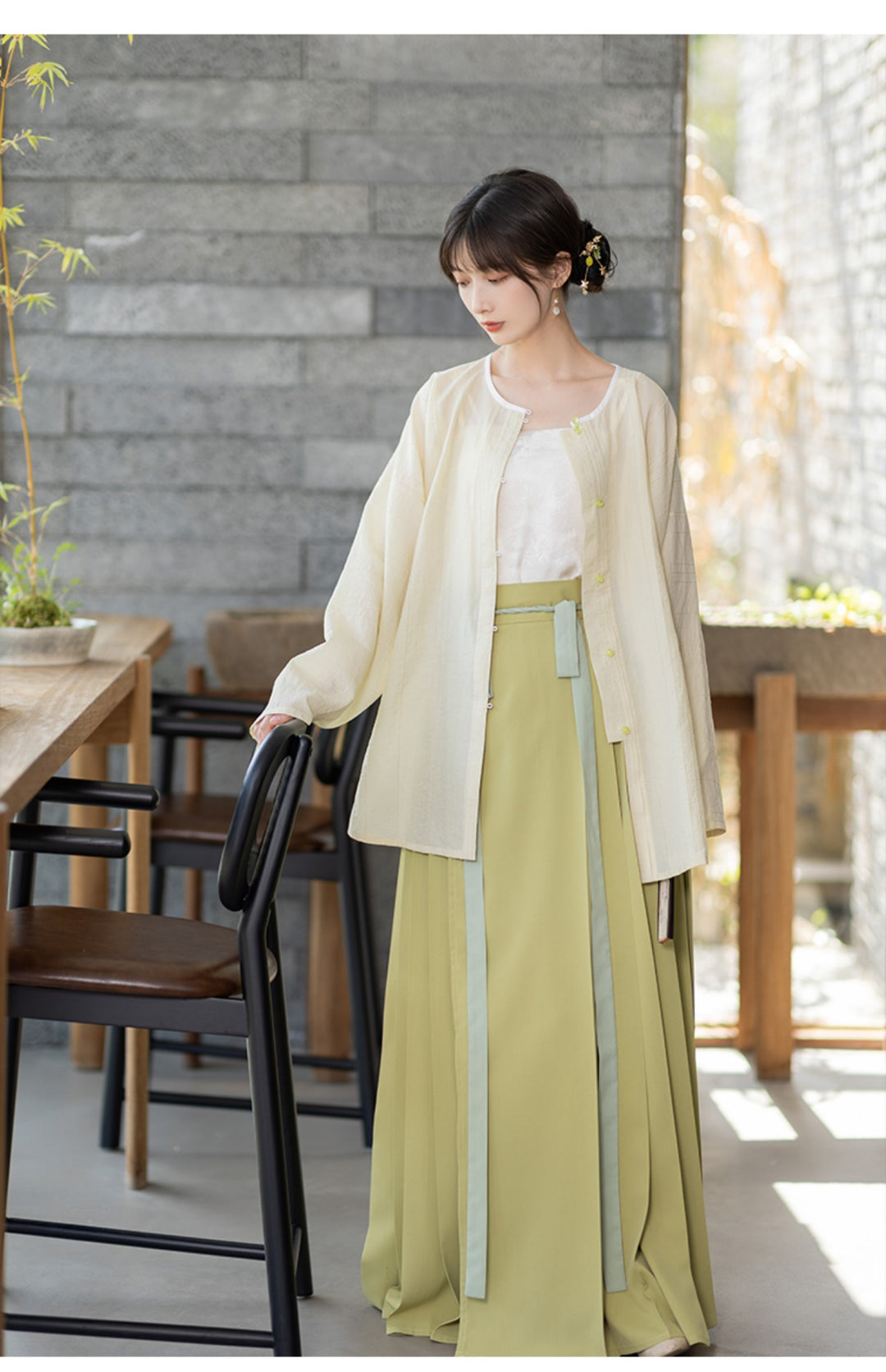 Chixia~Pick Up Fireflies~Spring Han Lolita Outfits short blouse+horse face skirt S 