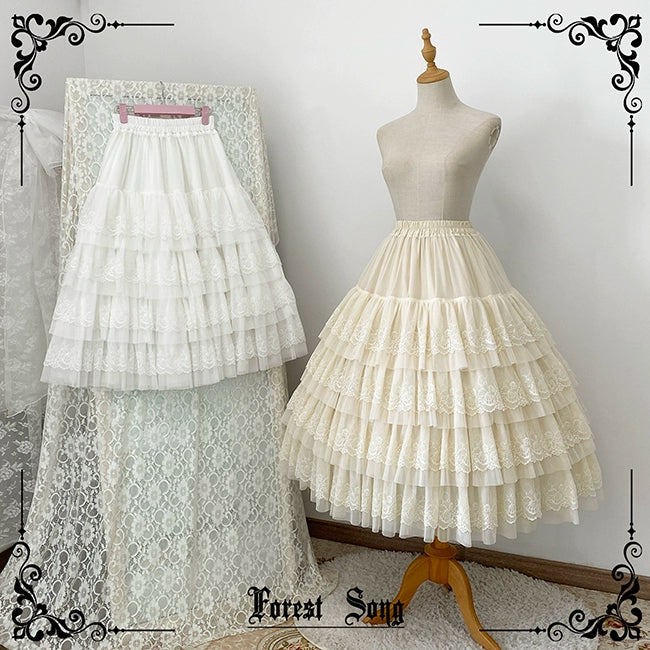 Forest Song~Star and Sea~Classic Lolita Petticoat Adjustable Tiered Ruffle Skirt