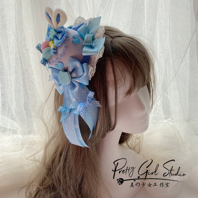 Pretty Girl Lolita~Sweet Lolita Blue Headwear Handmade Accessory a hat  