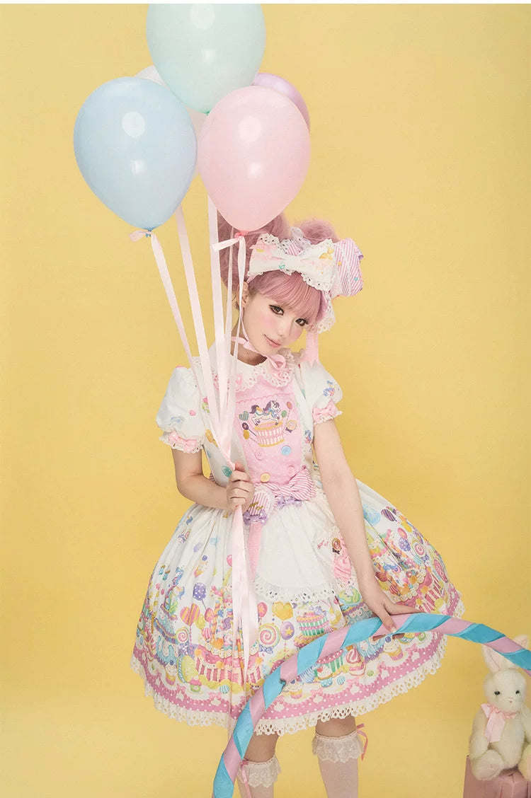Sweet Dessert Land - Kawaii Lolita OP & JSK Dress Suit, Cake Print 44542:811589