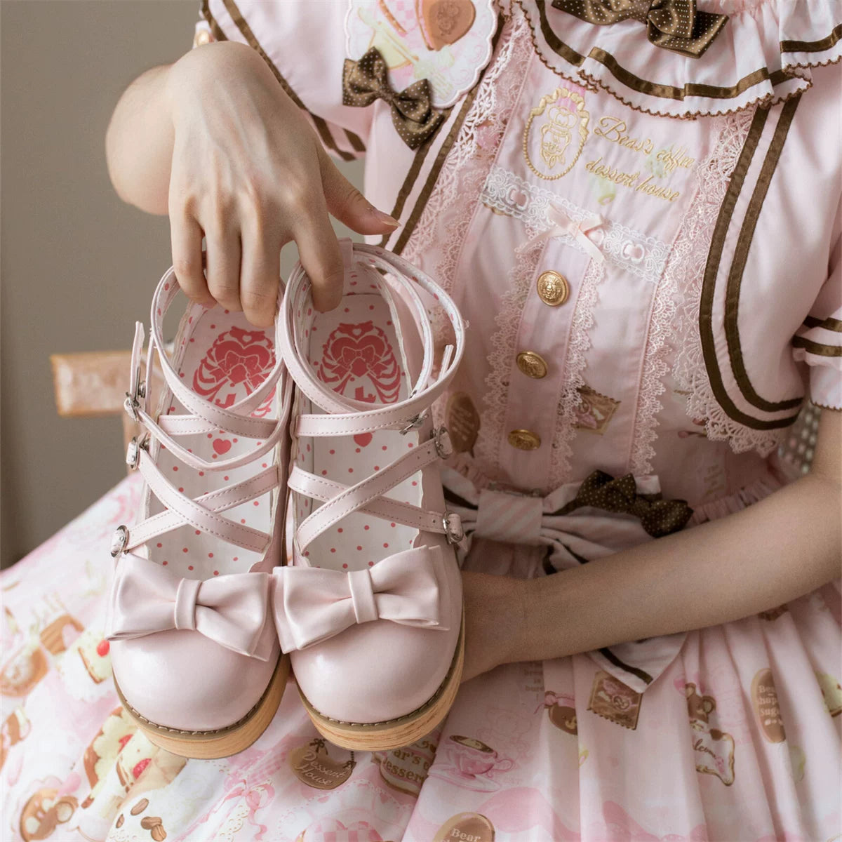 Puff Tata - Sweet Lolita Platform Shoes, Adjustable Straps 44805:822564