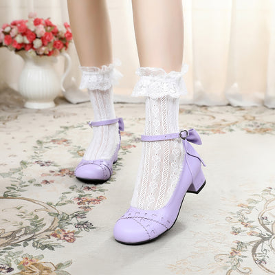 Sosic~Rei Su Su~Sweet Lolita Round Toe Leather Shoes Multicolors 33 light purple 