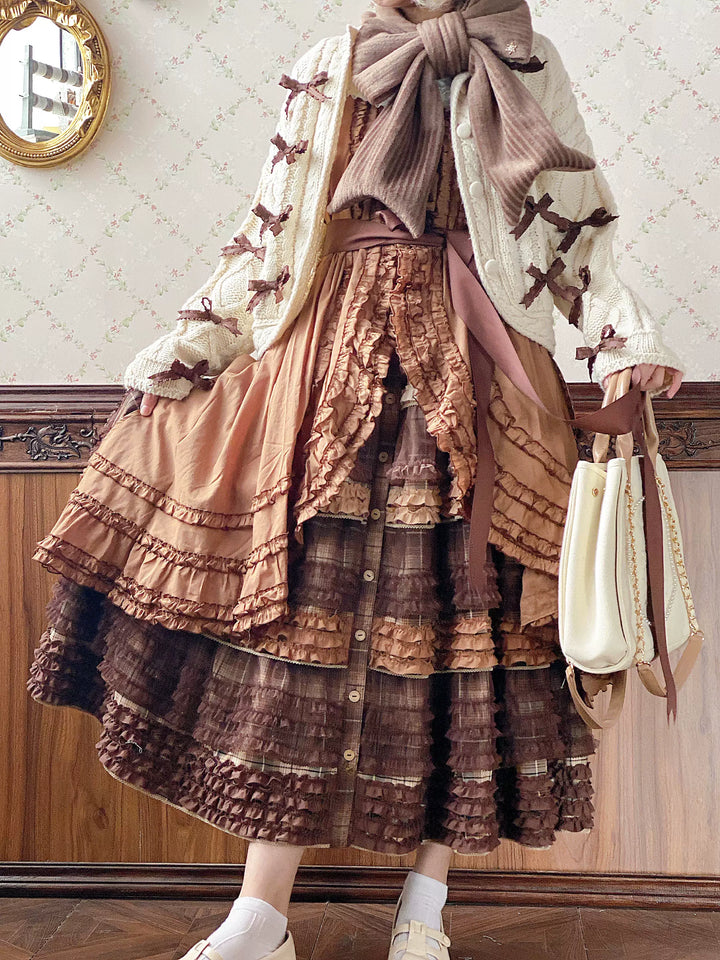 Sweet Dreamer~Pine Cone~Winter Elegant Lolita SK Plaid Layered Skirt