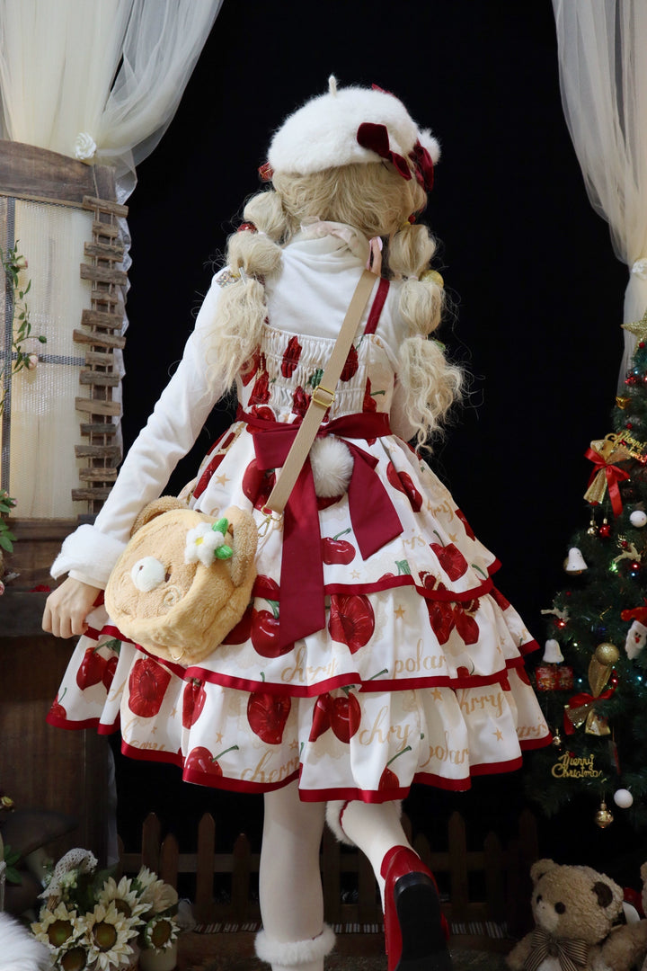 Polaris Lolita~Cherry Crown~Sweet Lolita JSK Three-tiered Skirt Dress