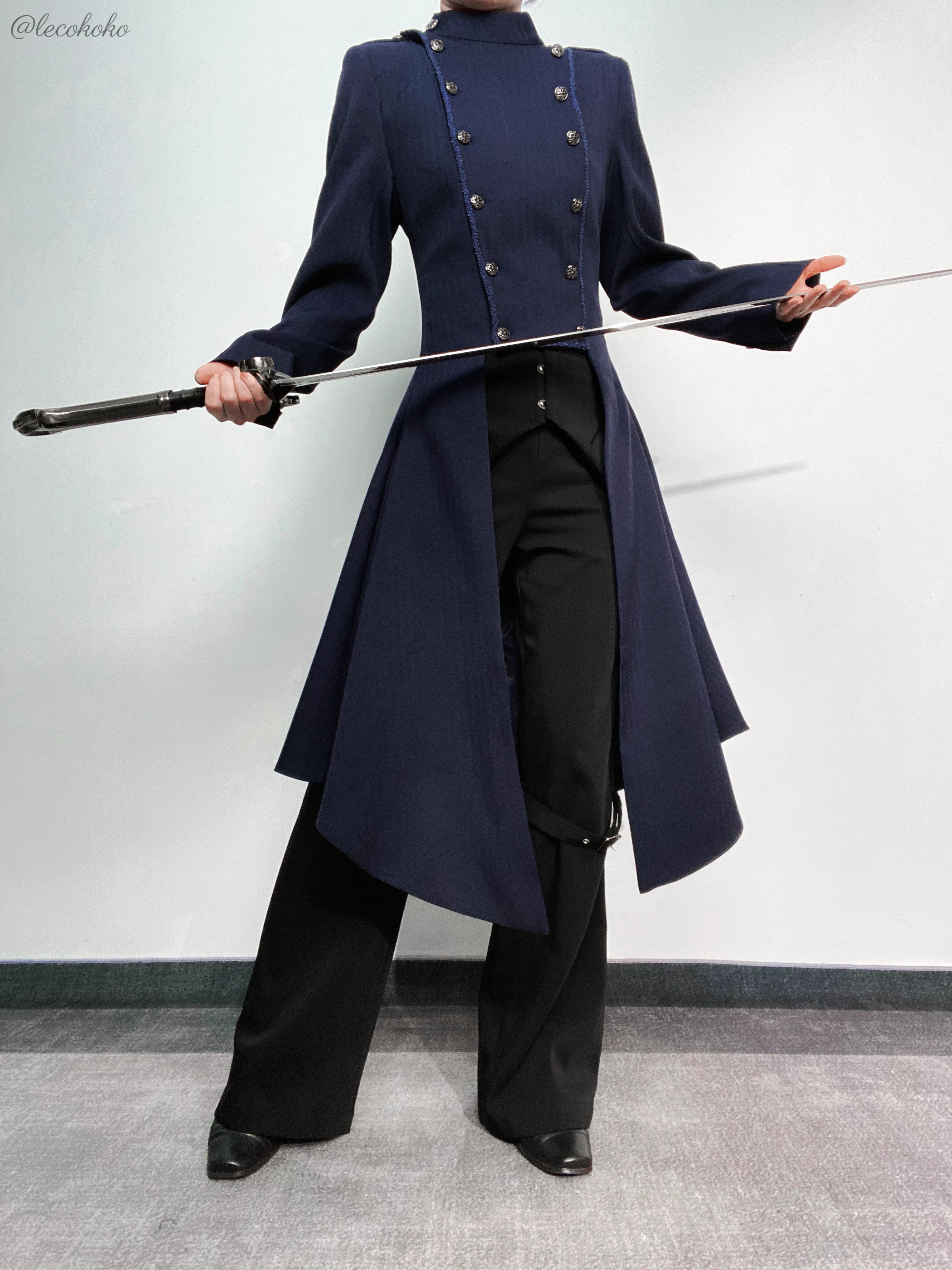 Eternal Moonlit Night - Ouji Lolita Coat, Double-Breasted High-Low Hem
