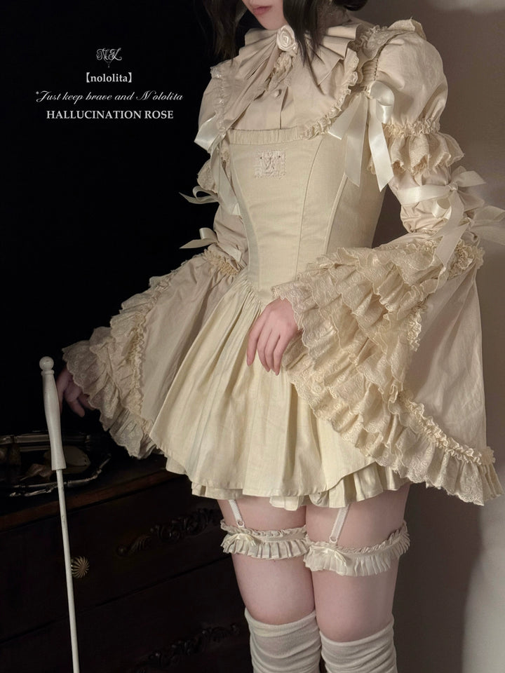 Nololita~Nightingale~Old School Lolita Shirt with Detachable Sleeves 41944:720480