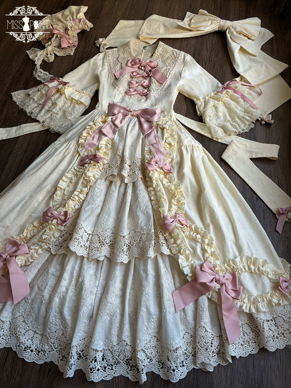 Miss Point~Lilyka Garden~Classic Lolita OP Dress Set Elegant Floral Wall Princess Sleeve 38832:606264