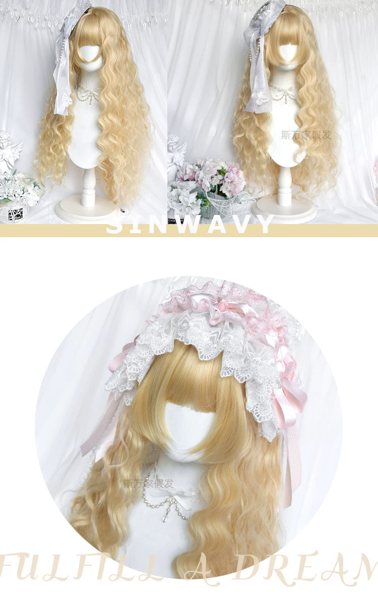 Doll-like Lolita Long Curly Wig, Comic Sideburns