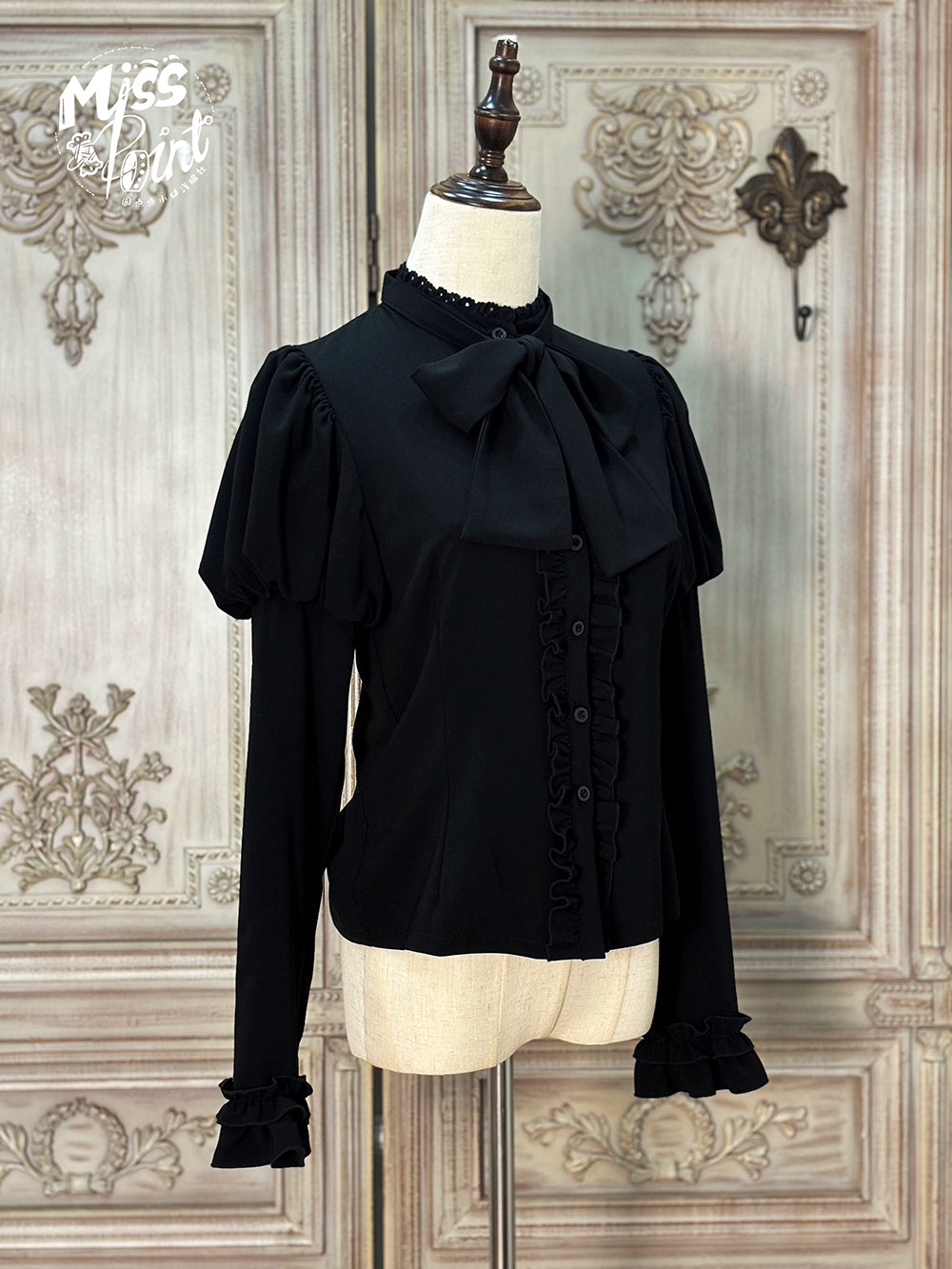 Miss Point - Classical Chocolate - Classic Lolita Blouse Customized Reteo Lolita Shirt Black blouse only XS