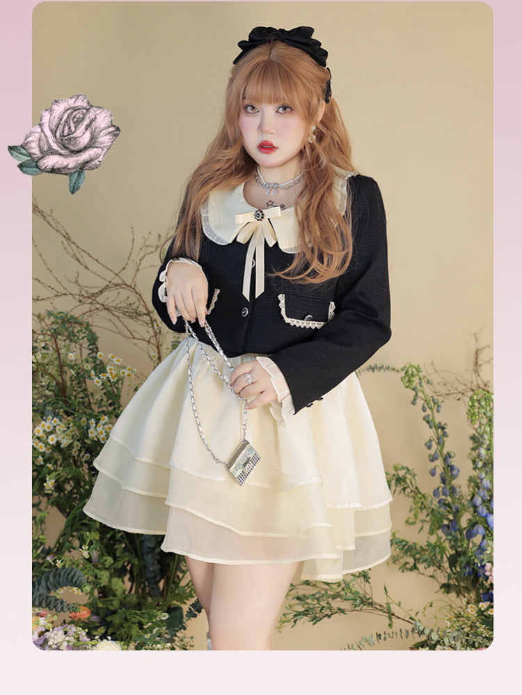Yingtang - Plus Size Lolita Coat Elegant Puffy Skirt Suit