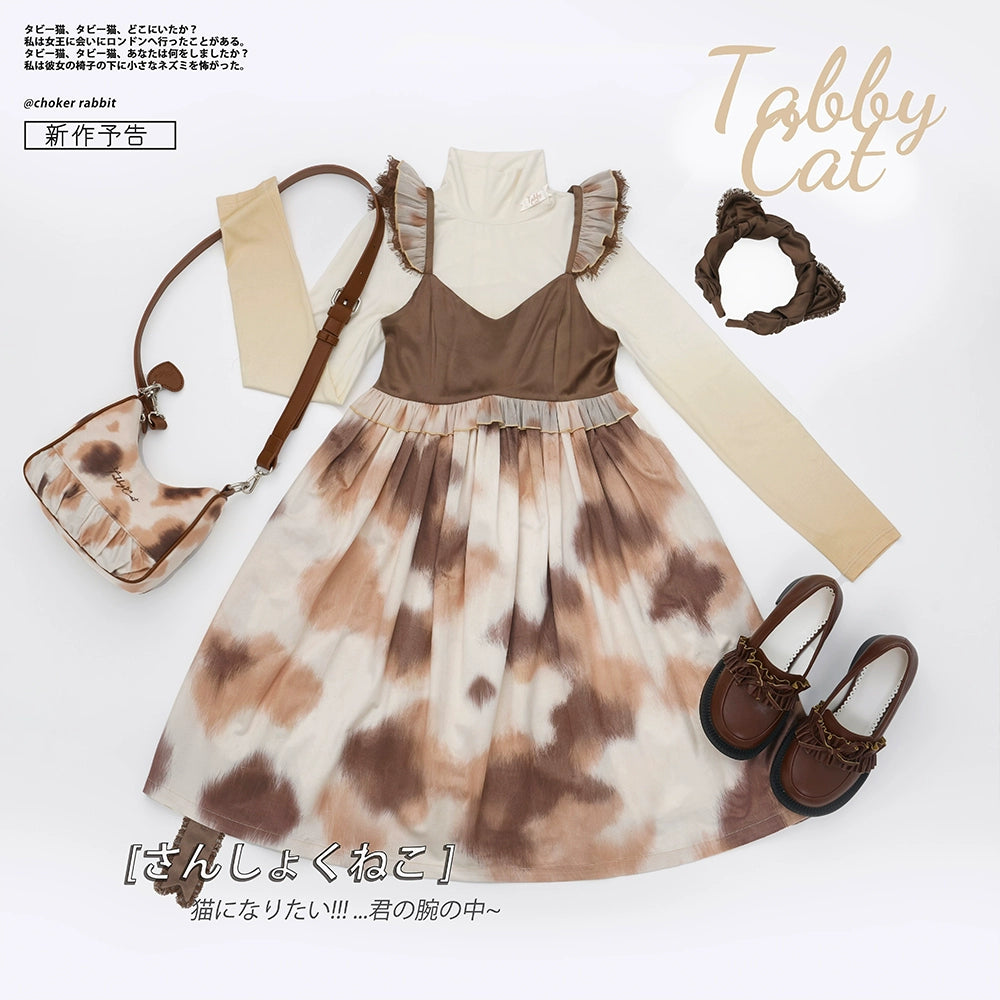 Choker Rabbit~Tabby Cat~Sweet Lolita Cat Pattern JSK Dress Multicolors calico cat pattern S 