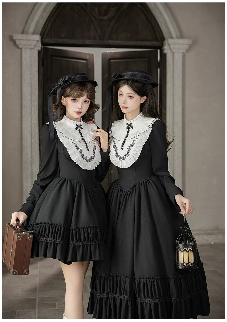 Audrey's Reply - Classic Lolita Square Neck OP, Detachable Embroidered Collar