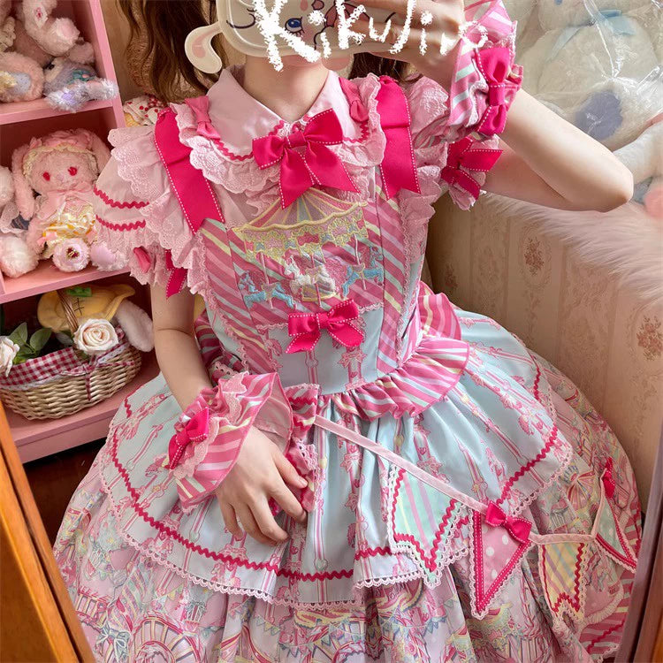 (Buyforme)Letters from Unknown Star~Candy Park Salopette Sweet Lolita Jumper Dress Set