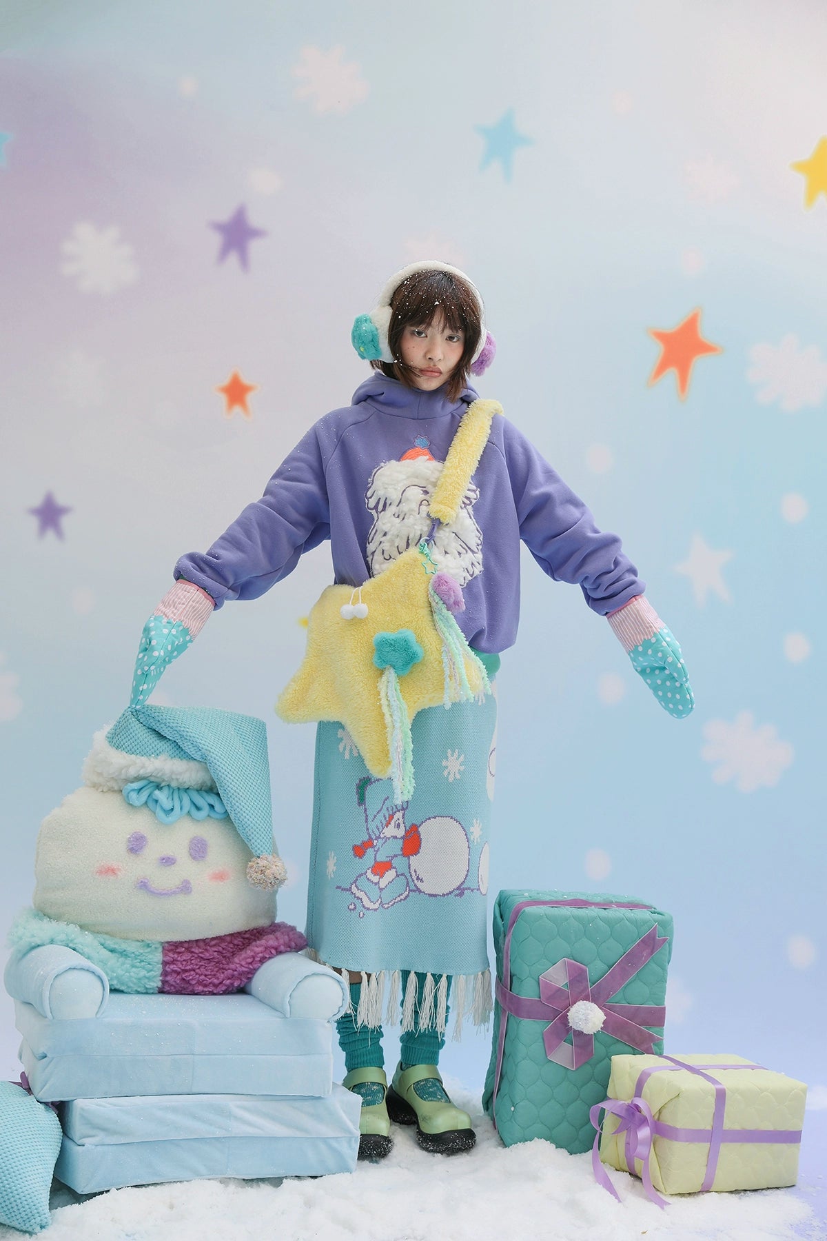 Frufru - Cute Lolita Bag Cartoon Stars Yellow Plush Bag