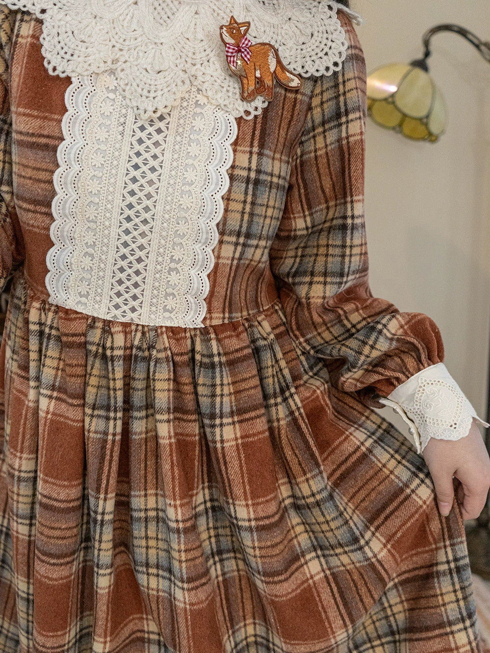 (BFM)Miss Point~Fat Fox in the Forest~Customized Lolita OP Dress Plaid Loose Daily Dress   