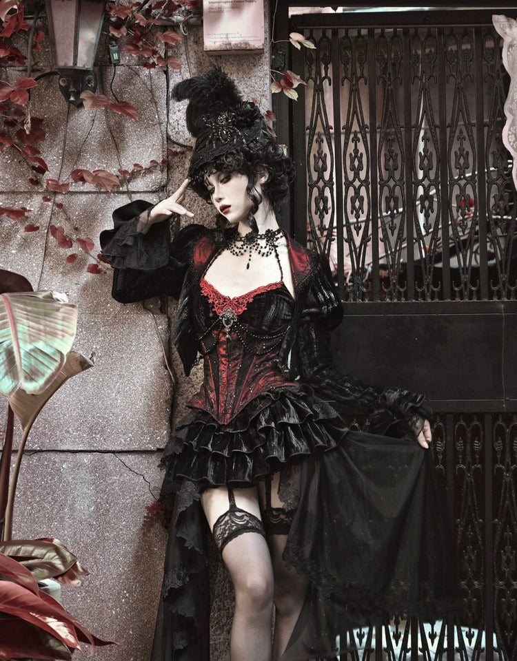 Blood Supply~Duchess~Gothic Lolita Halter Top Velvet Spider Web Fishbone Corset   