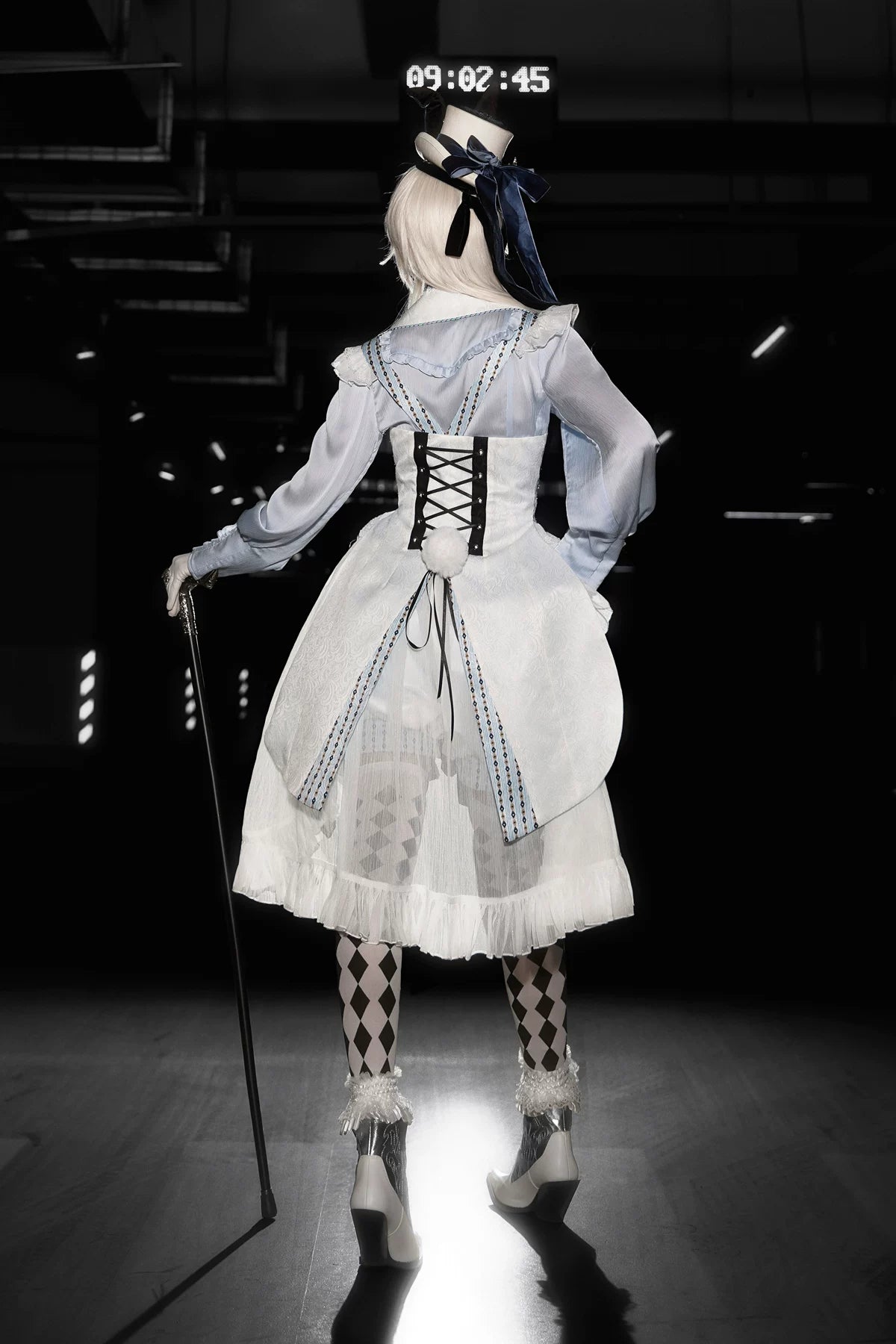 Eternal Rabbit Invitation - Ouji Lolita Vintage Long Sleeve Blouse, Ruffles V-Neck