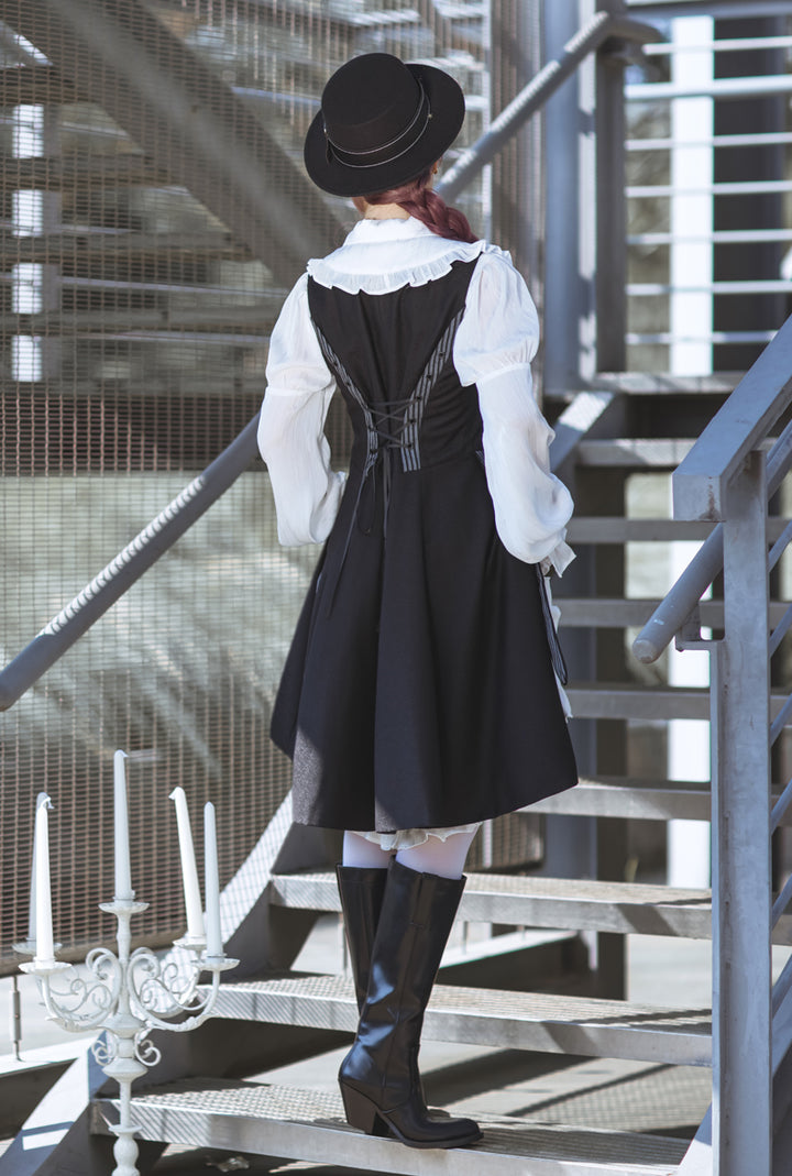 Immortal Thorn~Eternal Glow~Elegant Ouji Lolita Prince Long Black Coat   