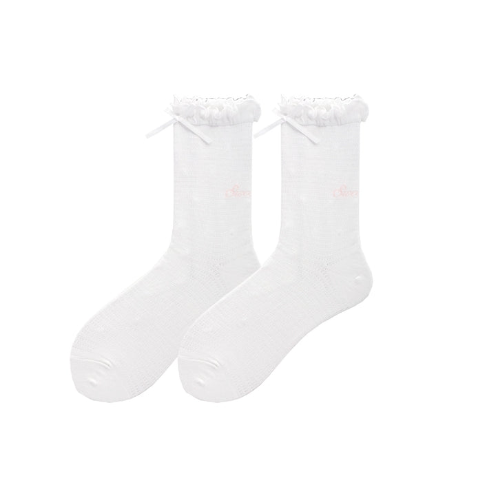 Roji Roji~Sweet Lolita Socks Cute Cotton Lolita Stockings Polka Dot free size White ankle socks 