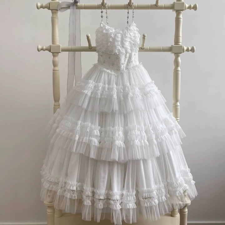 Sara Bell~Hailey~Elegant Lolita JSK Dress with Large Tiered Voile Hem (L M S) 43090:765145
