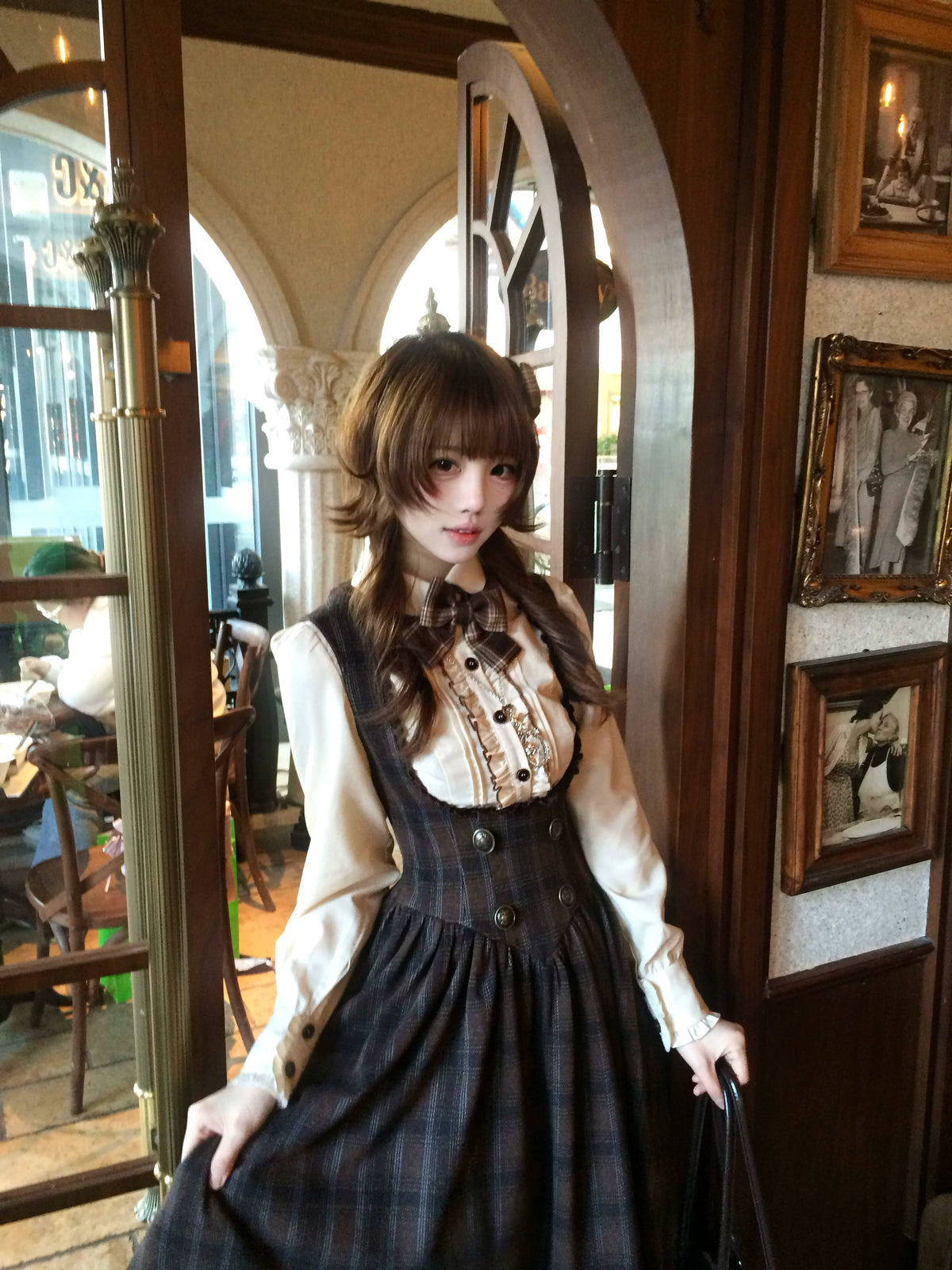 Sandwich Chocolate - Winter Classic Lolita Plaid Bust-supporting JSK & Coat Set 45903:867165