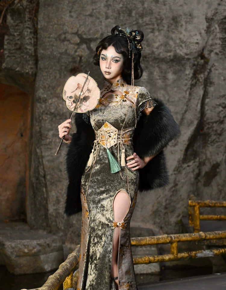 Blood Supply~Spring Dragon Festival~Qi Lolita Long Cheongsam Fishtail Slit Dress   