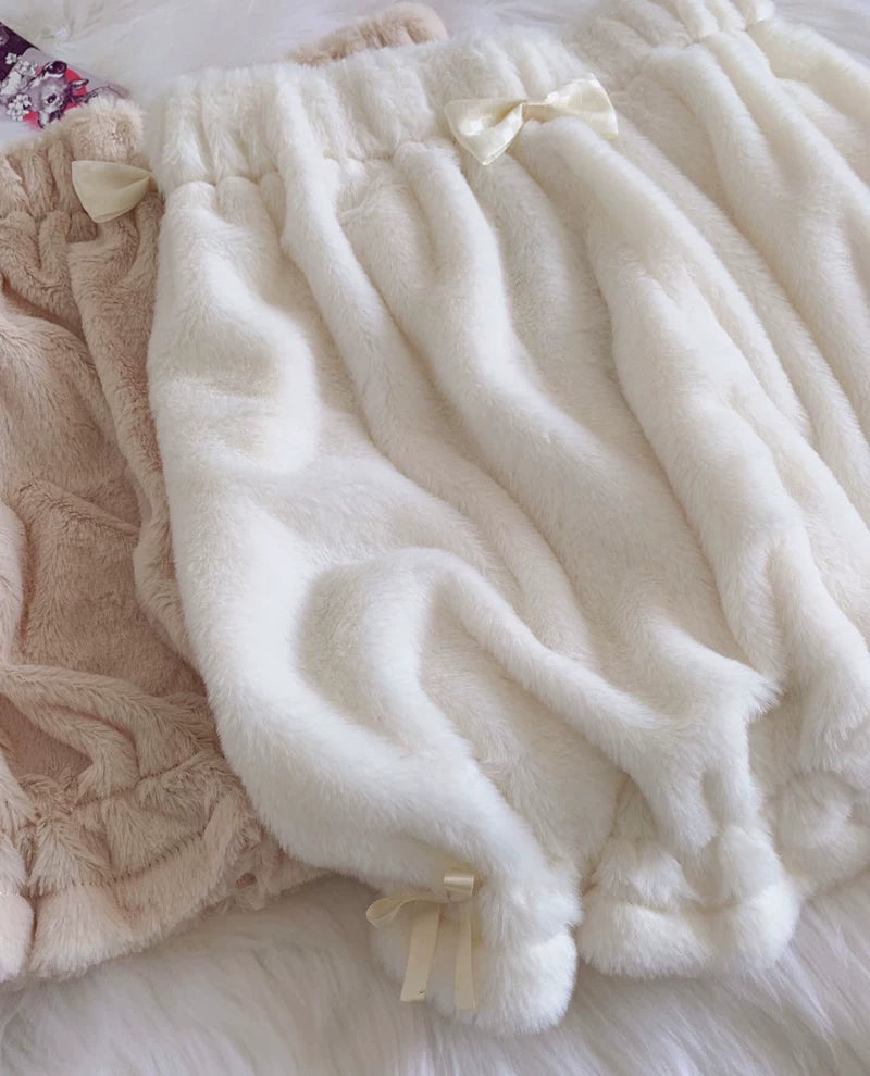 Winter Kawaii Lolita Plush Bloomers, Fleece-lined 46083:874250