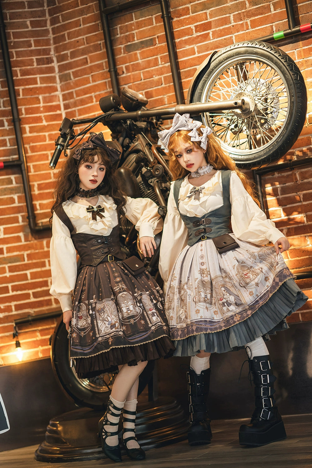 Miss Point - Demon Hunting Notes - Gothic Lolita Cross Print Short Skirt