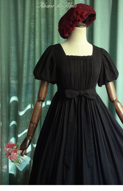 Akane Alois~White Night~Elegant Lolita Black High Waist Dress   