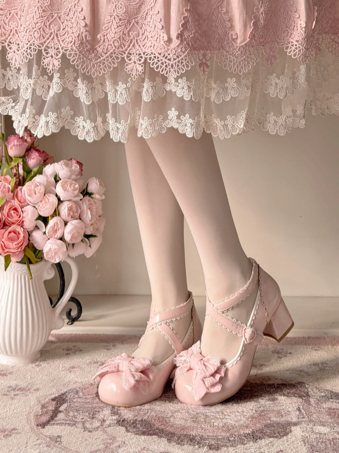 Pure Tea For Dream~Cotton Cutie~Sweet Lolita Shoes Low and Medium Heel Shoes with Bow