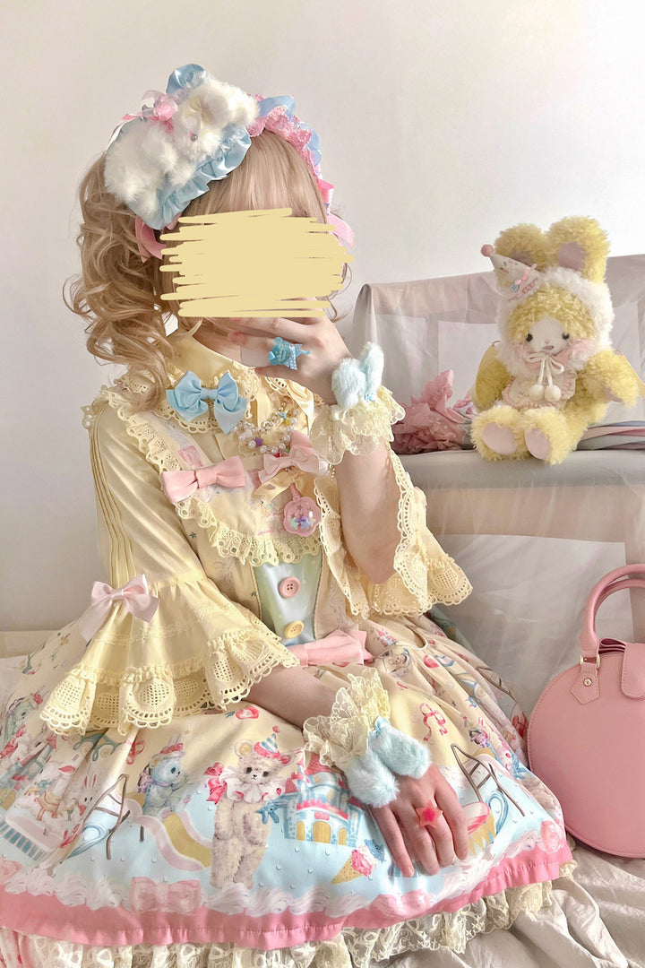 Vcastle~Sweet Crepes~Sweet Lolita Shirt with Princess Sleeves and Bow Chain