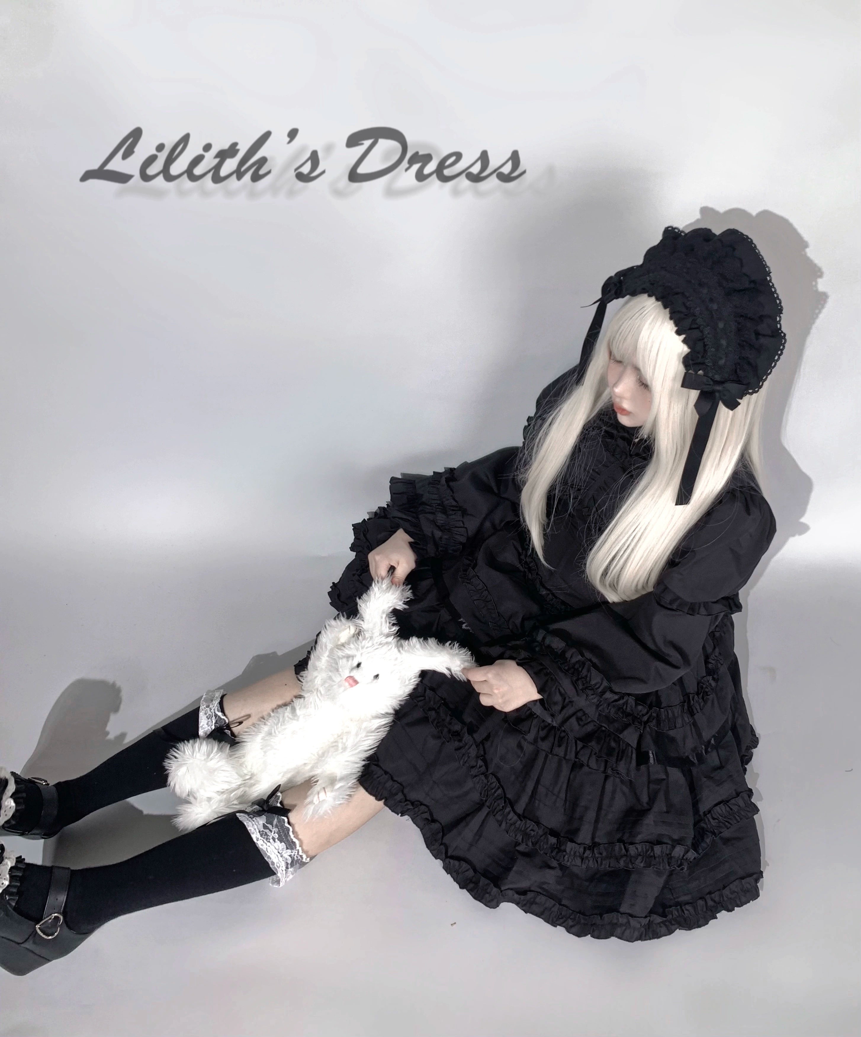 Mengfuzi - LiLith - White Gothic Lolita Dress With Optional Bolero and Sleeves