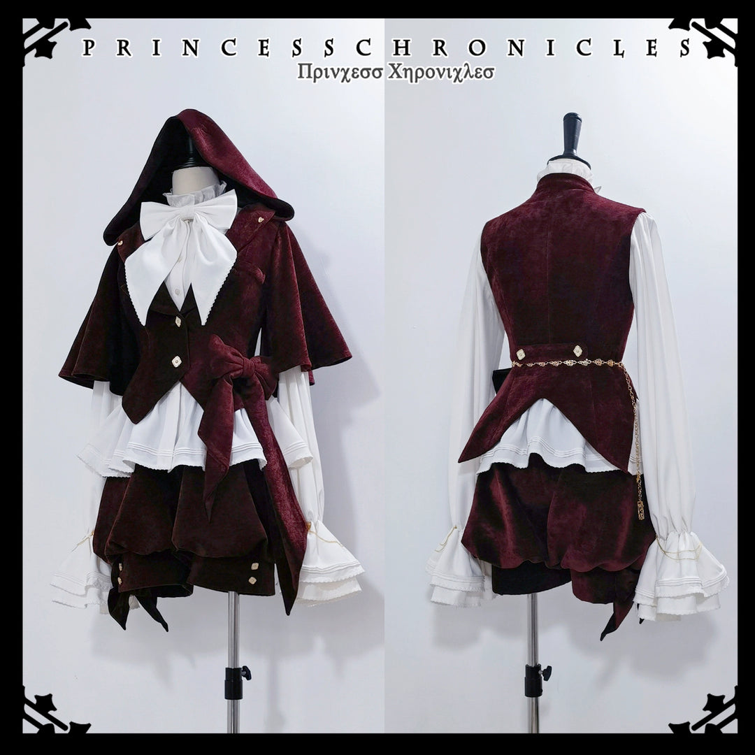 Princess Chronicles~Hare Hunter~Vintage Red Ouji Suit With Bunny Ear Hooded Jacket