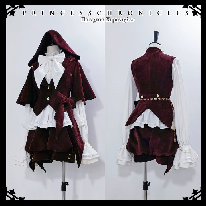Princess Chronicles~Hare Hunter~Vintage Red Ouji Suit With Bunny Ear Hooded Jacket