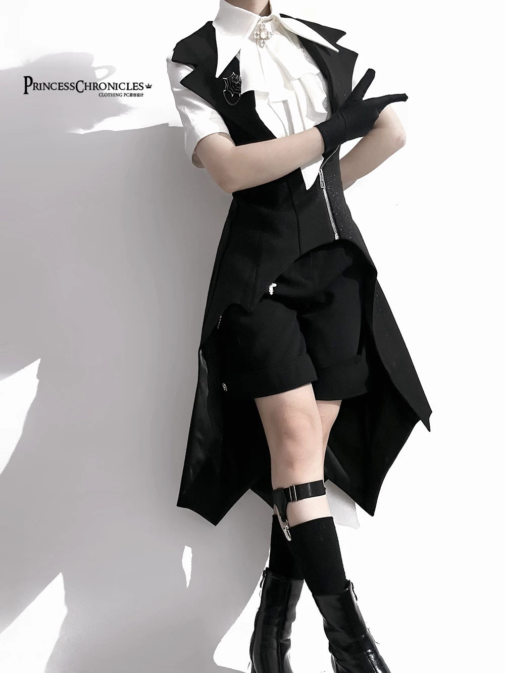The Dawn of Arrival - Ouji Lolita Fitted Blouse with Detachable Jabot 45657:857033