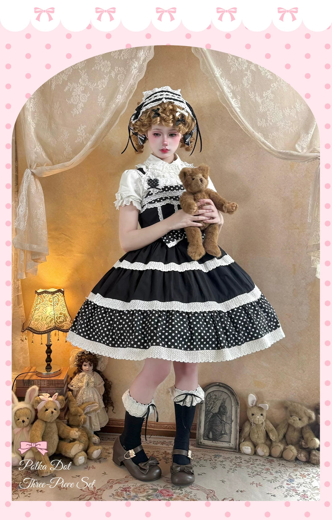 Cotton Sweet Lolita Polka Dot JSK & Salopette Dress 45589:853378