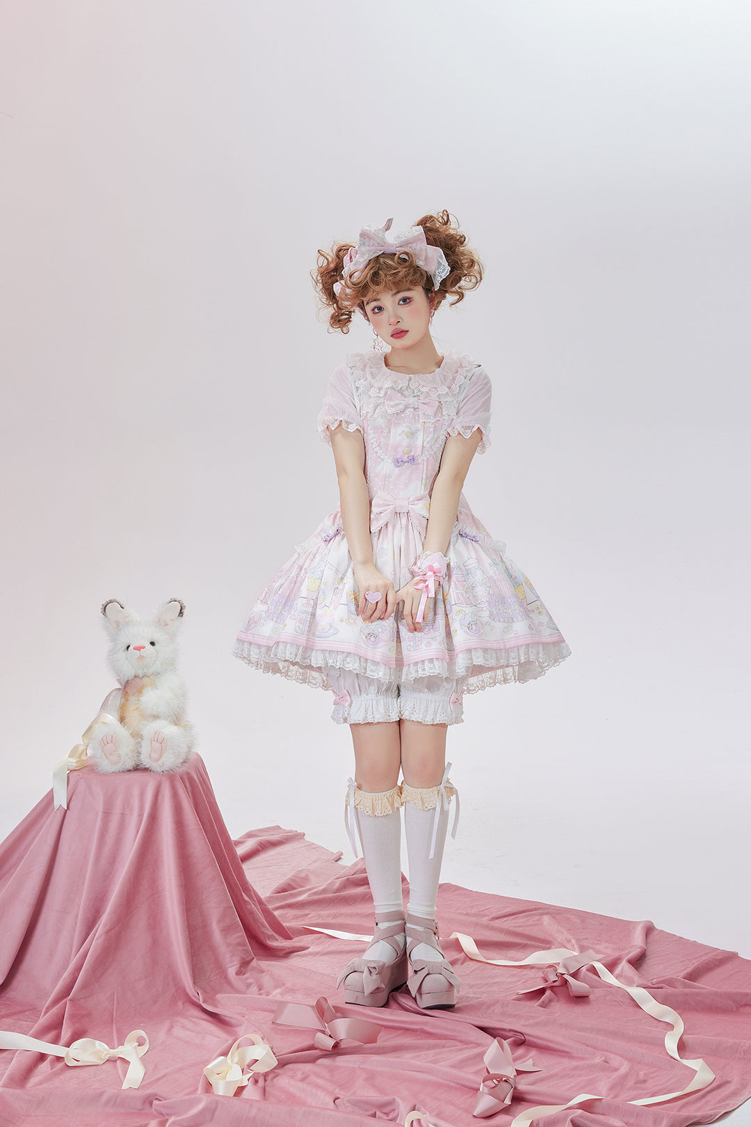 Vcastle~Unicorn Sugar Party~Kawaii Lolita Salopette Suit with Unicorn Hood 42110:726685