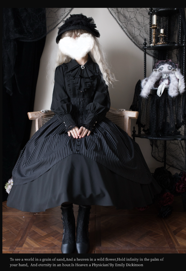 Alice in Wonderland - Love Moon Serenade - Striped Classic Lolita Skirt Preppy Style Commuting Dress 41240:688686
