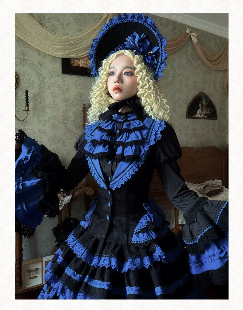 Nightmare - Gothic Lolita Ruffled Blouse and Tiered Skirt Set 45439:852770
