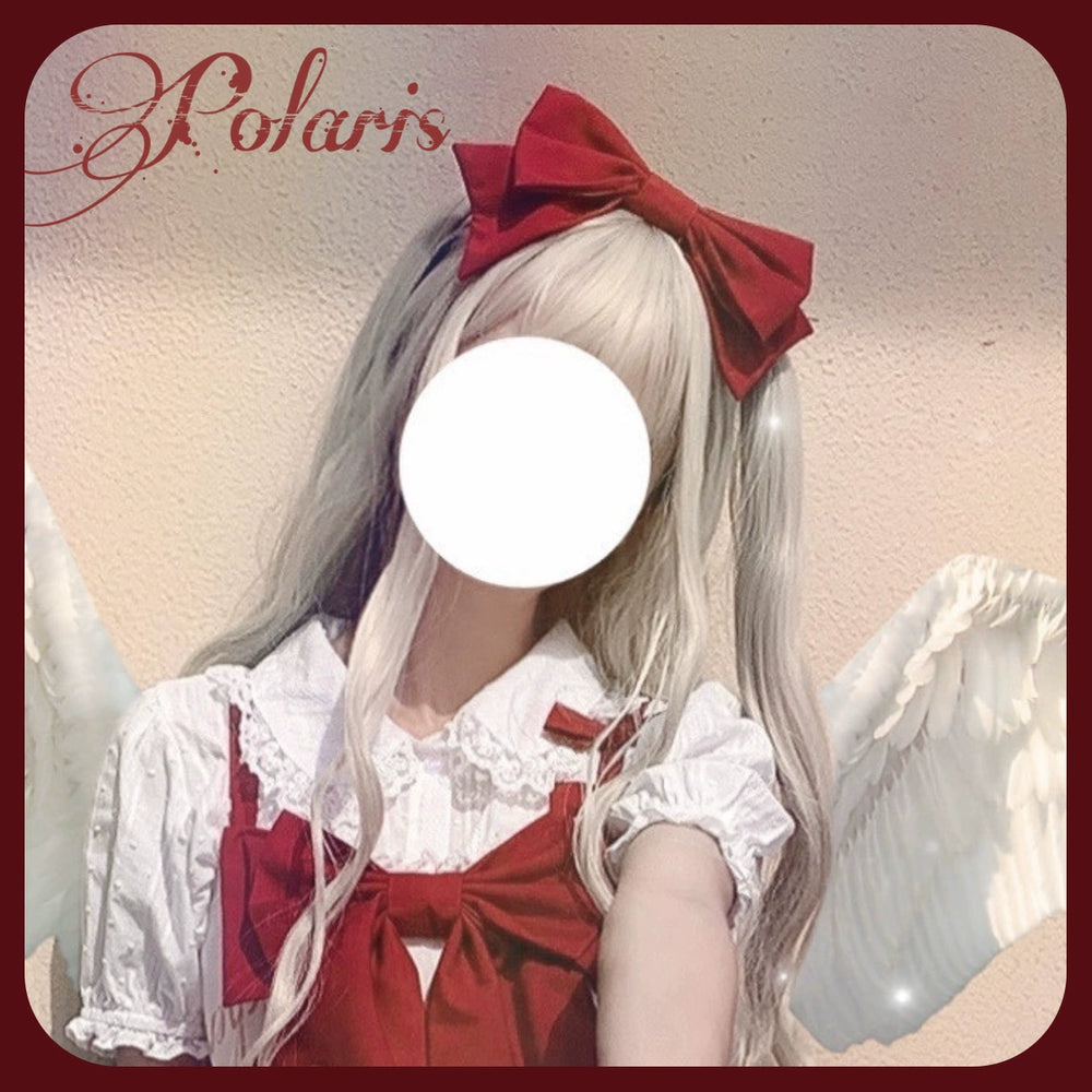 Polaris Lolita~Sweet Lolita Headdress Red Bow KC and Clips