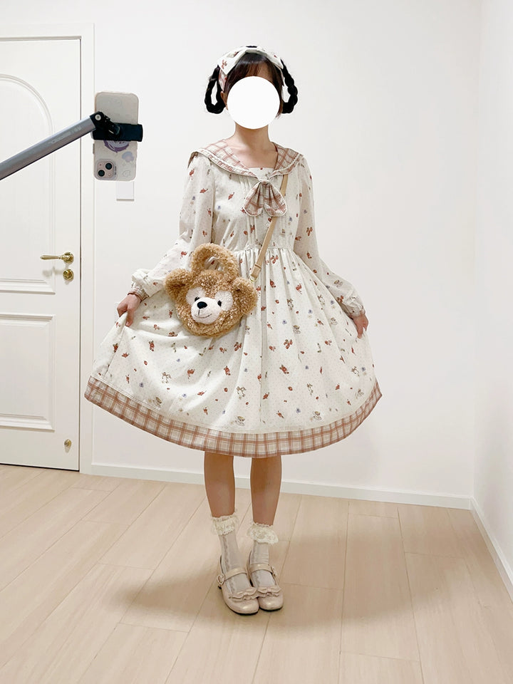 Miss Point~Sweet Lolita OP Cute Lolita Dress With Sailor Collar   