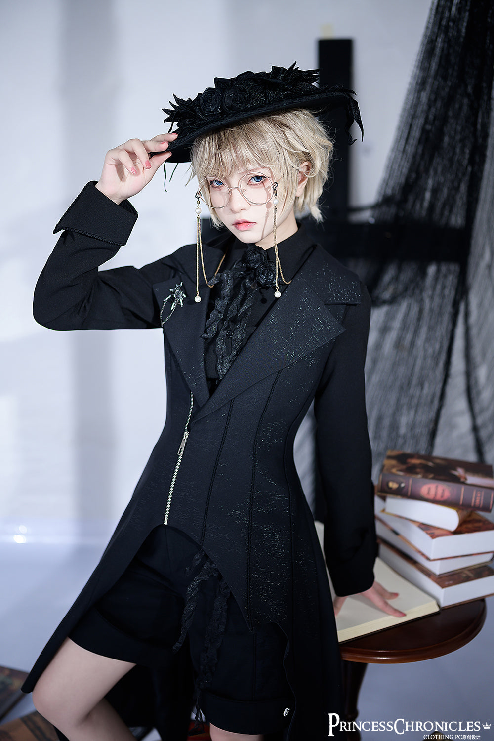 Princess Chronicles~Wind~Gothic Lolita handsome Black Long Vest