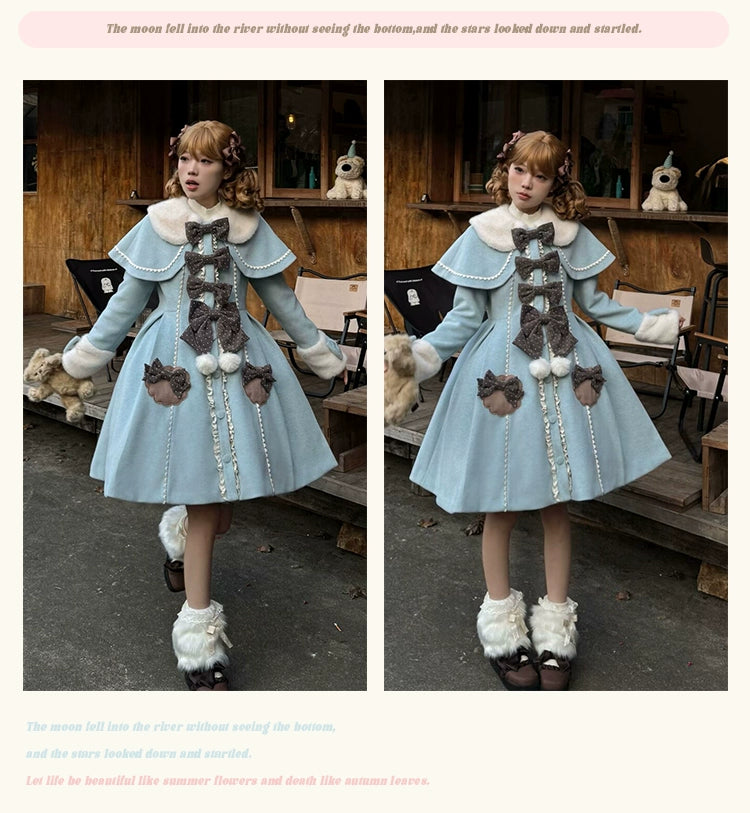 Sakurahime~Sweet Cookie~Sweet Lolita Coat Detachable Cape Pastel Outwear   